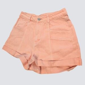 Forever 21 Rose Denim Shorts Boyfriend pastel pink Retro Pocket Mid Rise